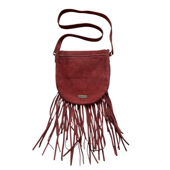 Alternative Suede Fringe Rust Crossbody Purse Bag - Picture 5 of 10